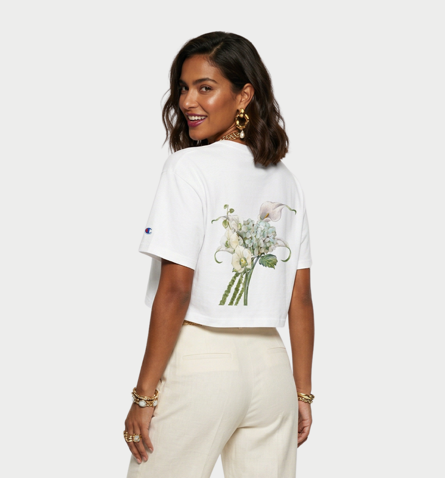 Whimsy Women's Floral Cropped T-Shirt