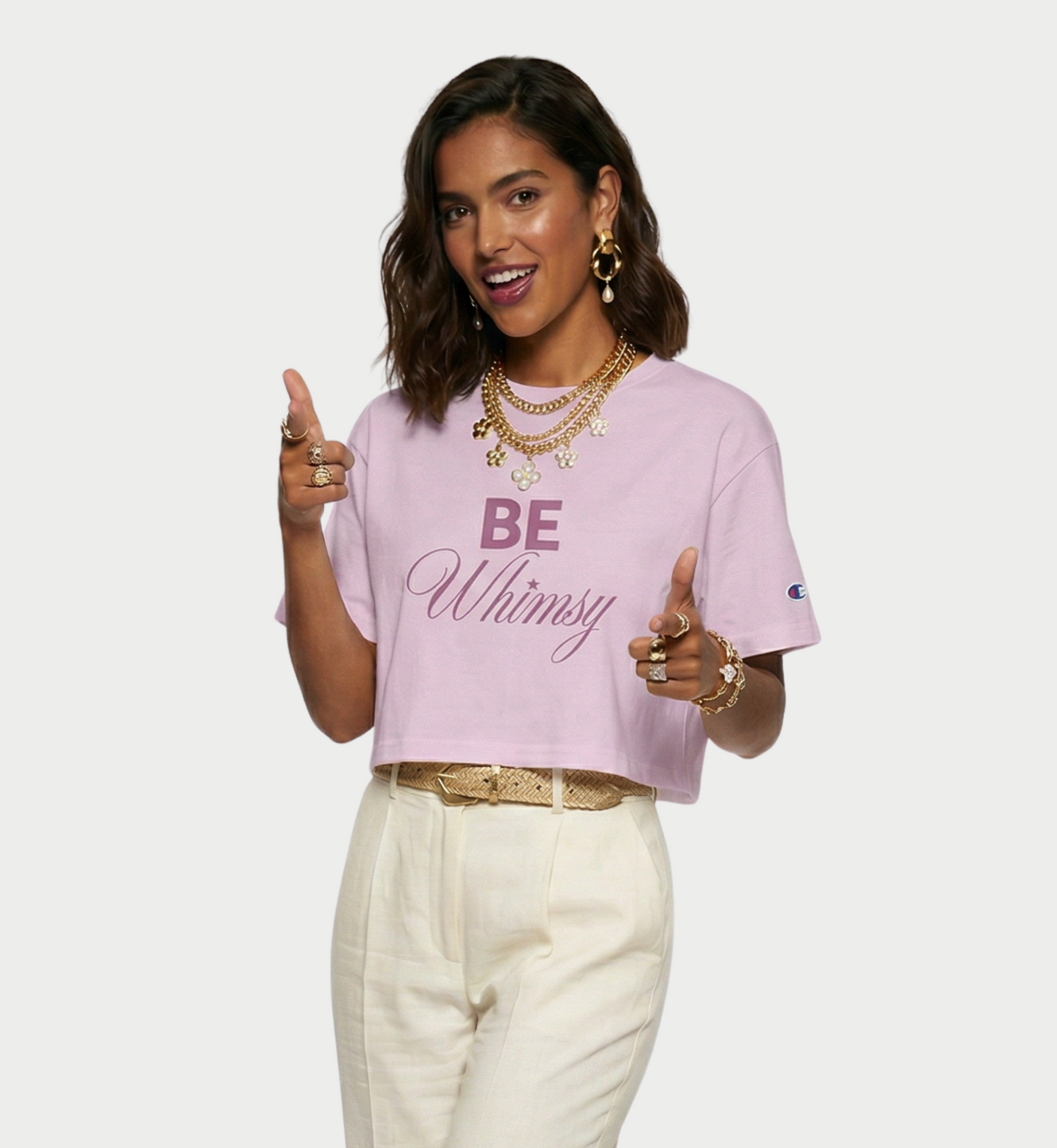 Whimsy Women's Floral Cropped T-Shirt